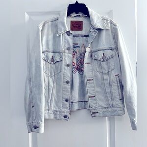 Denim floral patch jacket, great condition